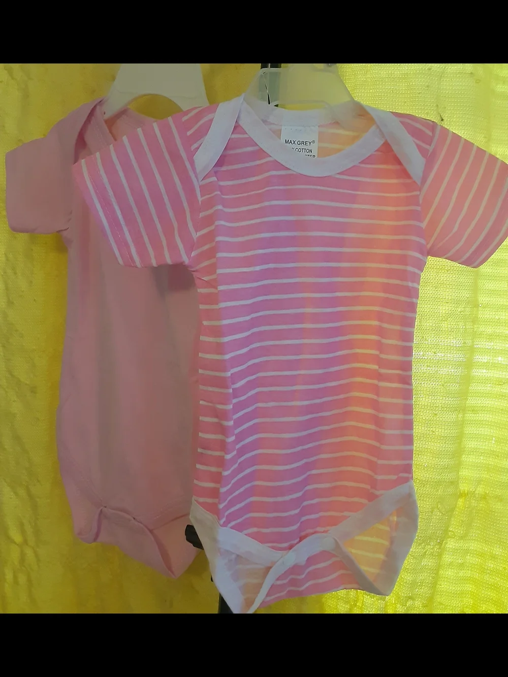 2 Pink Baby One-Piece Bodysuits